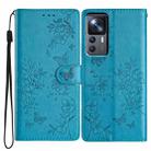 For Xiaomi 12T / 12T Pro Butterflies and Flowers Leather Phone Case(Blue) - 1