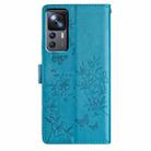 For Xiaomi 12T / 12T Pro Butterflies and Flowers Leather Phone Case(Blue) - 3