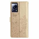 For Xiaomi 13 Lite Butterflies and Flowers Leather Phone Case(Gold) - 3