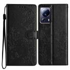 For Xiaomi 13 Lite Butterflies and Flowers Leather Phone Case(Black) - 1