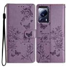 For Xiaomi 13 Lite Butterflies and Flowers Leather Phone Case(Purple) - 1