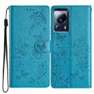 For Xiaomi 13 Lite Butterflies and Flowers Leather Phone Case(Blue) - 1