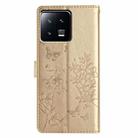 For Xiaomi 13 Pro Butterflies and Flowers Leather Phone Case(Gold) - 3