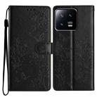 For Xiaomi 13 Pro Butterflies and Flowers Leather Phone Case(Black) - 1