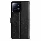 For Xiaomi 13 Pro Butterflies and Flowers Leather Phone Case(Black) - 3