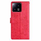 For Xiaomi 13 Pro Butterflies and Flowers Leather Phone Case(Red) - 3