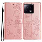 For Xiaomi 13 Pro Butterflies and Flowers Leather Phone Case(Rose Gold) - 1
