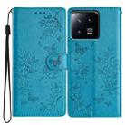 For Xiaomi 13 Pro Butterflies and Flowers Leather Phone Case(Blue) - 1