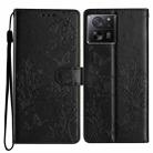 For Xiaomi 13T / 13T Pro Butterflies and Flowers Leather Phone Case(Black) - 1