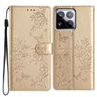 For Xiaomi 15 Pro Butterflies and Flowers Leather Phone Case(Gold) - 1
