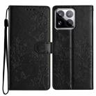 For Xiaomi 15 Pro Butterflies and Flowers Leather Phone Case(Black) - 1