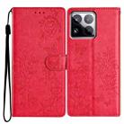 For Xiaomi 15 Pro Butterflies and Flowers Leather Phone Case(Red) - 1
