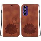 For Samsung Galaxy S24 FE 5G Lotus Embossed Leather Phone Case(Brown) - 1