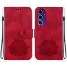 For Samsung Galaxy S24 FE 5G Lotus Embossed Leather Phone Case(Red) - 1