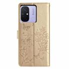 For Redmi 12C Butterflies and Flowers Leather Phone Case(Gold) - 3