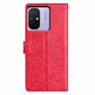 For Redmi 12C Butterflies and Flowers Leather Phone Case(Red) - 3