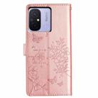 For Redmi 12C Butterflies and Flowers Leather Phone Case(Rose Gold) - 3