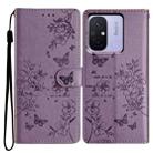 For Redmi 12C Butterflies and Flowers Leather Phone Case(Purple) - 1
