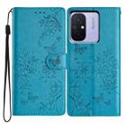 For Redmi 12C Butterflies and Flowers Leather Phone Case(Blue) - 1