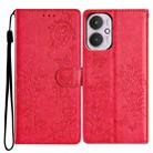 For Redmi 13C 4G Butterflies and Flowers Leather Phone Case(Red) - 1