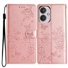 For Redmi 13C 4G Butterflies and Flowers Leather Phone Case(Rose Gold) - 1