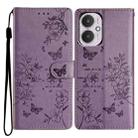 For Redmi 13C 4G Butterflies and Flowers Leather Phone Case(Purple) - 1