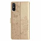 For Redmi 9A Butterflies and Flowers Leather Phone Case(Gold) - 3