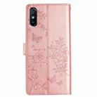 For Redmi 9A Butterflies and Flowers Leather Phone Case(Rose Gold) - 3