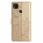 For Redmi 9C Butterflies and Flowers Leather Phone Case(Gold) - 3