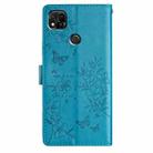 For Redmi 9C Butterflies and Flowers Leather Phone Case(Blue) - 3