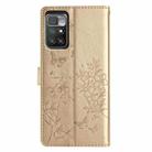 For Redmi 10 Butterflies and Flowers Leather Phone Case(Gold) - 3