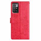 For Redmi 10 Butterflies and Flowers Leather Phone Case(Red) - 3