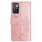 For Redmi 10 Butterflies and Flowers Leather Phone Case(Rose Gold) - 3