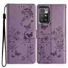 For Redmi 10 Butterflies and Flowers Leather Phone Case(Purple) - 1