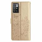 For Redmi 10 2022 Butterflies and Flowers Leather Phone Case(Gold) - 3