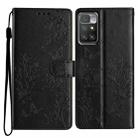 For Redmi 10 2022 Butterflies and Flowers Leather Phone Case(Black) - 1