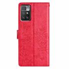 For Redmi 10 2022 Butterflies and Flowers Leather Phone Case(Red) - 3