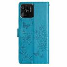 For Redmi 10C Butterflies and Flowers Leather Phone Case(Blue) - 3