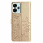 For Redmi 13 4G Butterflies and Flowers Leather Phone Case(Gold) - 3