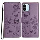 For Redmi A1 Butterflies and Flowers Leather Phone Case(Purple) - 1