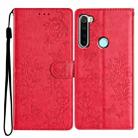 For Redmi Note 8T Butterflies and Flowers Leather Phone Case(Red) - 1