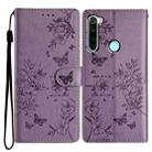 For Redmi Note 8T Butterflies and Flowers Leather Phone Case(Purple) - 1