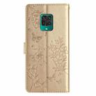 For Redmi Note 9 Pro Butterflies and Flowers Leather Phone Case(Gold) - 3