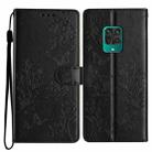 For Redmi Note 9 Pro Butterflies and Flowers Leather Phone Case(Black) - 1
