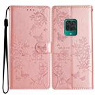 For Redmi Note 9 Pro Butterflies and Flowers Leather Phone Case(Rose Gold) - 1