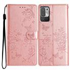 For Redmi Note 10 5G Butterflies and Flowers Leather Phone Case(Rose Gold) - 1