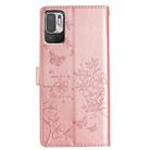 For Redmi Note 10 5G Butterflies and Flowers Leather Phone Case(Rose Gold) - 3