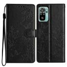For Redmi Note 10 4G Butterflies and Flowers Leather Phone Case(Black) - 1