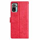 For Redmi Note 10 4G Butterflies and Flowers Leather Phone Case(Red) - 3