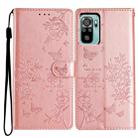 For Redmi Note 10 4G Butterflies and Flowers Leather Phone Case(Rose Gold) - 1